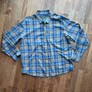 Woolrich Button Down Shirt Long Sleeve Blue Plaid Mens XL Pocket EUC